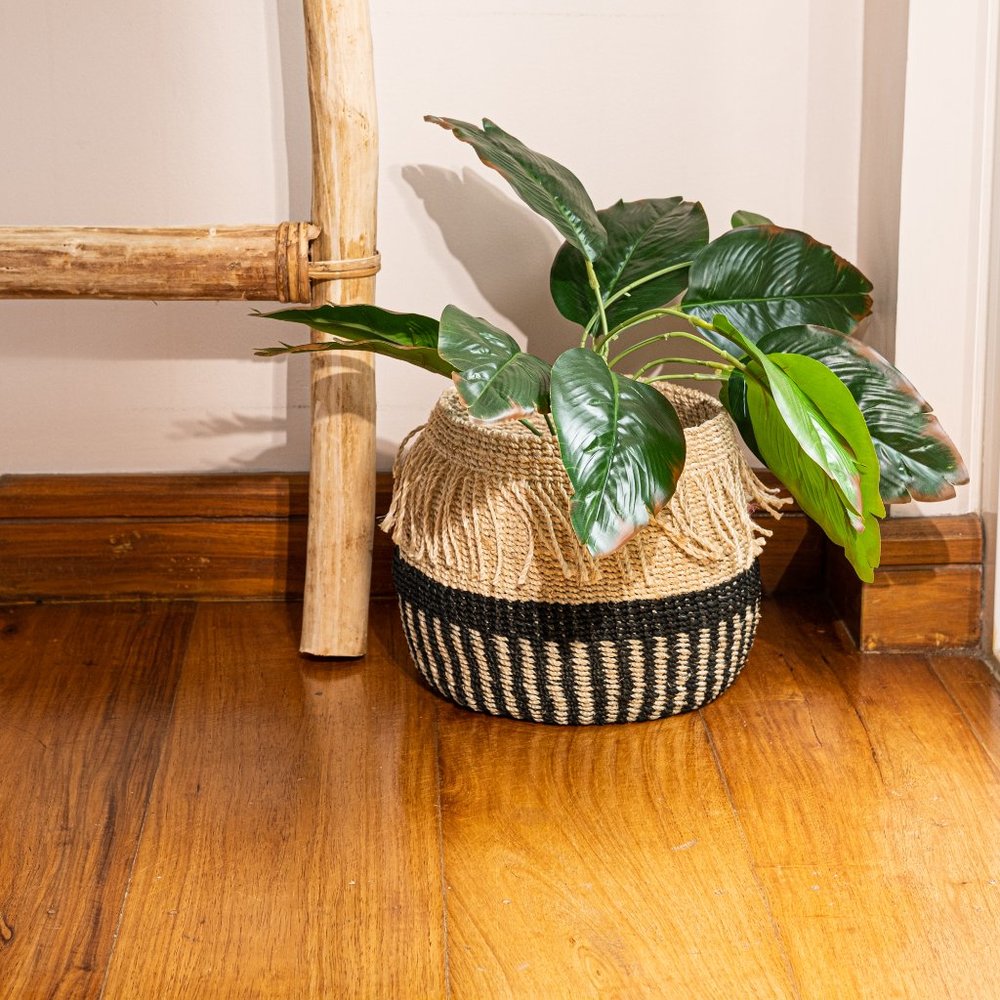 Handwoven Seagrass Houseplant Planter, Storage Basket